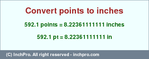 Result converting 592.1 points to inches = 8.22361111111 inches