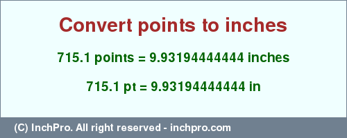 Result converting 715.1 points to inches = 9.93194444444 inches