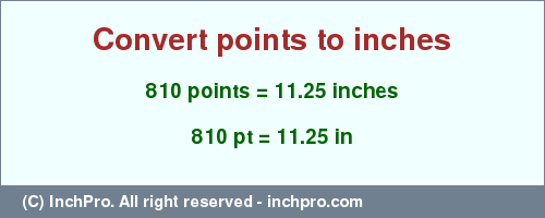Result converting 810 points to inches = 11.25 inches