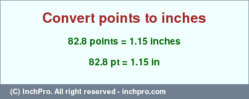 Result converting 82.8 points to inches = 1.15 inches