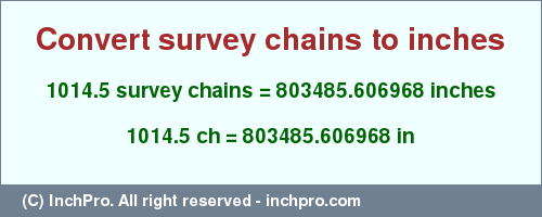 Result converting 1014.5 survey chains to inches = 803485.606968 inches