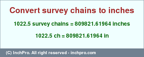 Result converting 1022.5 survey chains to inches = 809821.61964 inches