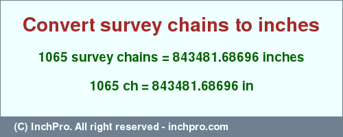 Result converting 1065 survey chains to inches = 843481.68696 inches