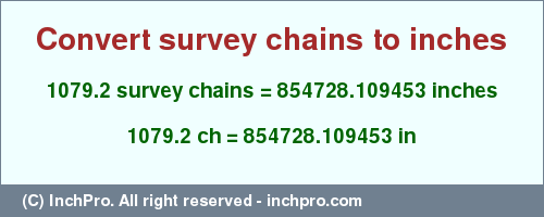 Result converting 1079.2 survey chains to inches = 854728.109453 inches
