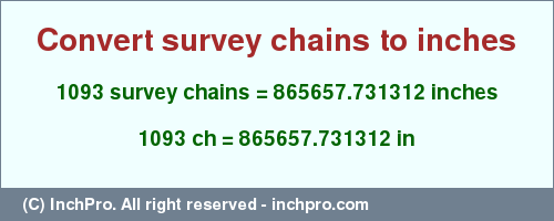 Result converting 1093 survey chains to inches = 865657.731312 inches