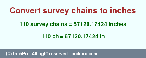 Result converting 110 survey chains to inches = 87120.17424 inches