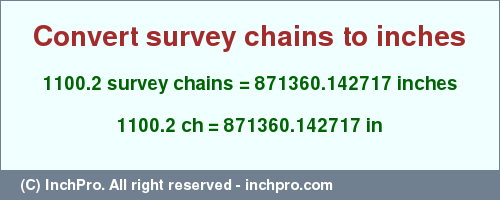 Result converting 1100.2 survey chains to inches = 871360.142717 inches