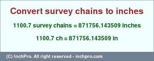 Result converting 1100.7 survey chains to inches = 871756.143509 inches