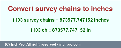 Result converting 1103 survey chains to inches = 873577.747152 inches