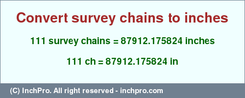 Result converting 111 survey chains to inches = 87912.175824 inches