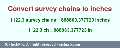 Result converting 1122.3 survey chains to inches = 888863.377723 inches