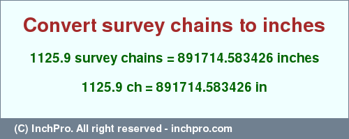 Result converting 1125.9 survey chains to inches = 891714.583426 inches