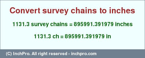 Result converting 1131.3 survey chains to inches = 895991.391979 inches