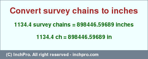 Result converting 1134.4 survey chains to inches = 898446.59689 inches