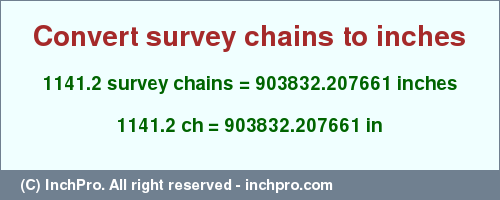 Result converting 1141.2 survey chains to inches = 903832.207661 inches