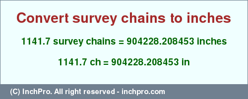 Result converting 1141.7 survey chains to inches = 904228.208453 inches