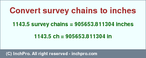 Result converting 1143.5 survey chains to inches = 905653.811304 inches