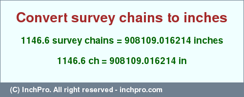 Result converting 1146.6 survey chains to inches = 908109.016214 inches