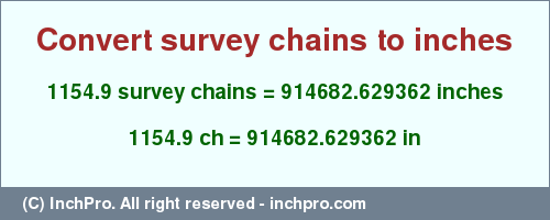 Result converting 1154.9 survey chains to inches = 914682.629362 inches
