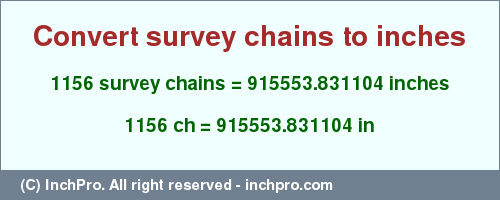 Result converting 1156 survey chains to inches = 915553.831104 inches