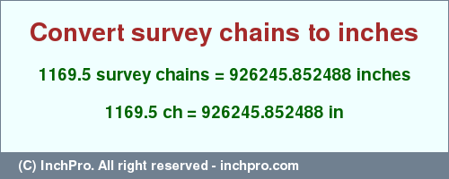 Result converting 1169.5 survey chains to inches = 926245.852488 inches