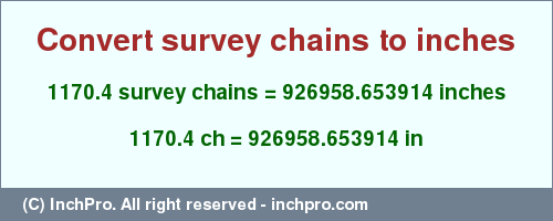 Result converting 1170.4 survey chains to inches = 926958.653914 inches