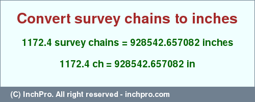 Result converting 1172.4 survey chains to inches = 928542.657082 inches