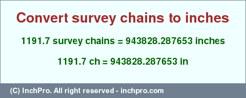 Result converting 1191.7 survey chains to inches = 943828.287653 inches