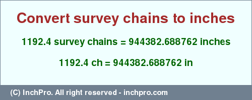 Result converting 1192.4 survey chains to inches = 944382.688762 inches