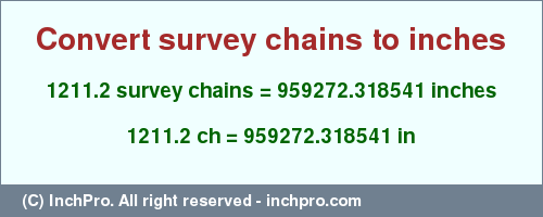 Result converting 1211.2 survey chains to inches = 959272.318541 inches