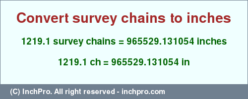 Result converting 1219.1 survey chains to inches = 965529.131054 inches