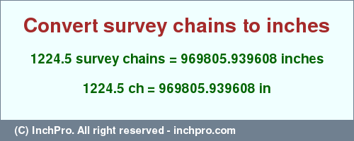 Result converting 1224.5 survey chains to inches = 969805.939608 inches