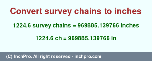 Result converting 1224.6 survey chains to inches = 969885.139766 inches
