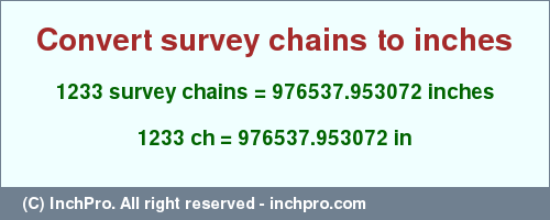 Result converting 1233 survey chains to inches = 976537.953072 inches