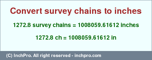 Result converting 1272.8 survey chains to inches = 1008059.61612 inches