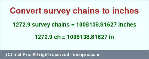 Result converting 1272.9 survey chains to inches = 1008138.81627 inches