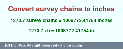 Result converting 1273.7 survey chains to inches = 1008772.41754 inches