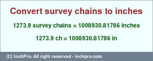 Result converting 1273.9 survey chains to inches = 1008930.81786 inches