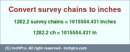 Result converting 1282.2 survey chains to inches = 1015504.431 inches