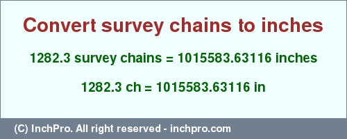 Result converting 1282.3 survey chains to inches = 1015583.63116 inches