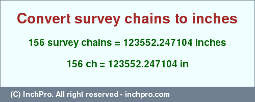 Result converting 156 survey chains to inches = 123552.247104 inches