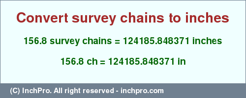 Result converting 156.8 survey chains to inches = 124185.848371 inches