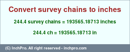 Result converting 244.4 survey chains to inches = 193565.18713 inches