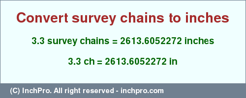 Result converting 3.3 survey chains to inches = 2613.6052272 inches