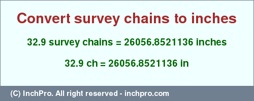 Result converting 32.9 survey chains to inches = 26056.8521136 inches