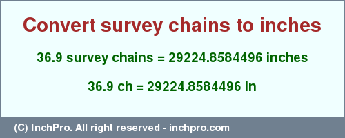 Result converting 36.9 survey chains to inches = 29224.8584496 inches