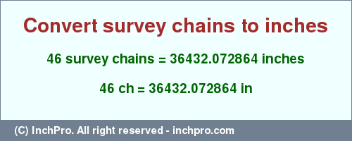 Result converting 46 survey chains to inches = 36432.072864 inches