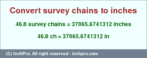 Result converting 46.8 survey chains to inches = 37065.6741312 inches