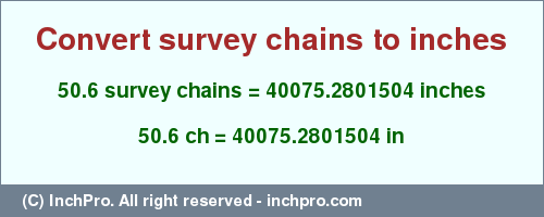 Result converting 50.6 survey chains to inches = 40075.2801504 inches