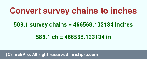 Result converting 589.1 survey chains to inches = 466568.133134 inches